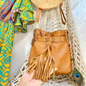 TASSEL FRINGE Rare ROOTS boho hippy style bag w southwestern vibe